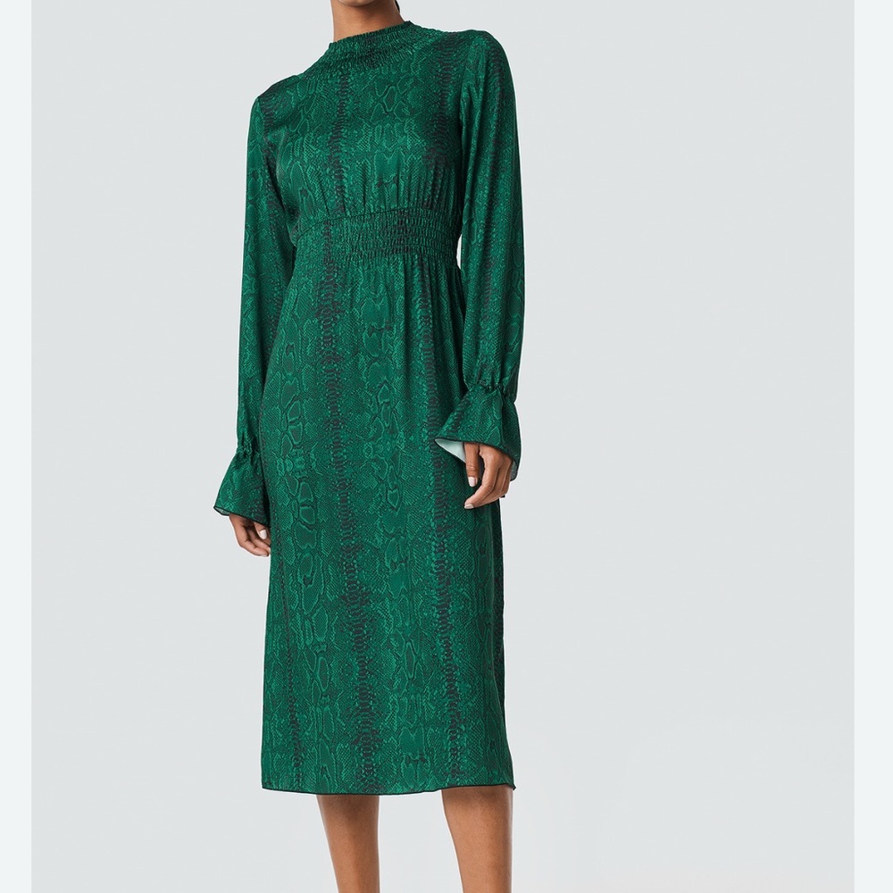 Na-kd Green Ruffled Mock Neck Sundress
